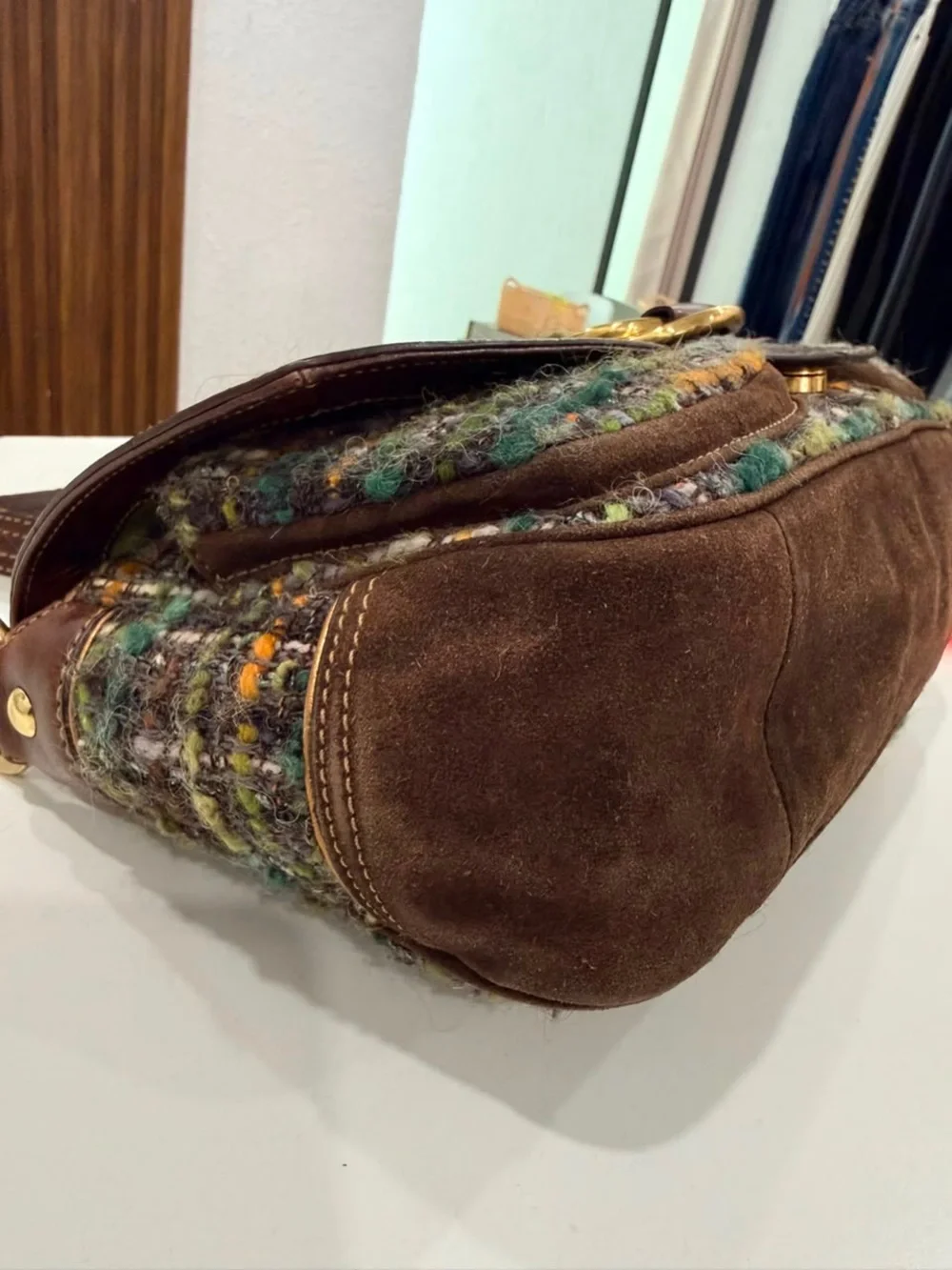 RARE Vintage Coach Leather Tweed Soho Multicolor Shoulder Bag Purse Y2K #8F18